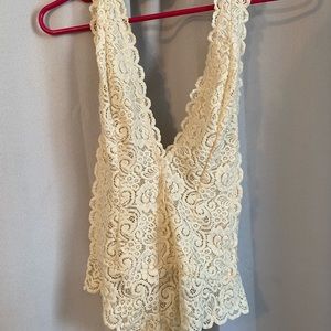 Lacey cream halter bodysuit